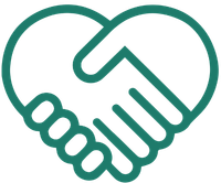 hand shake graphic shaped like a heart