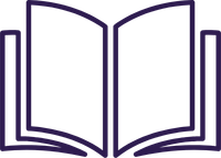 purple open book graphic