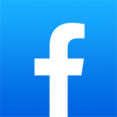 Facebook logo with white lowercase 'f' on a blue background.