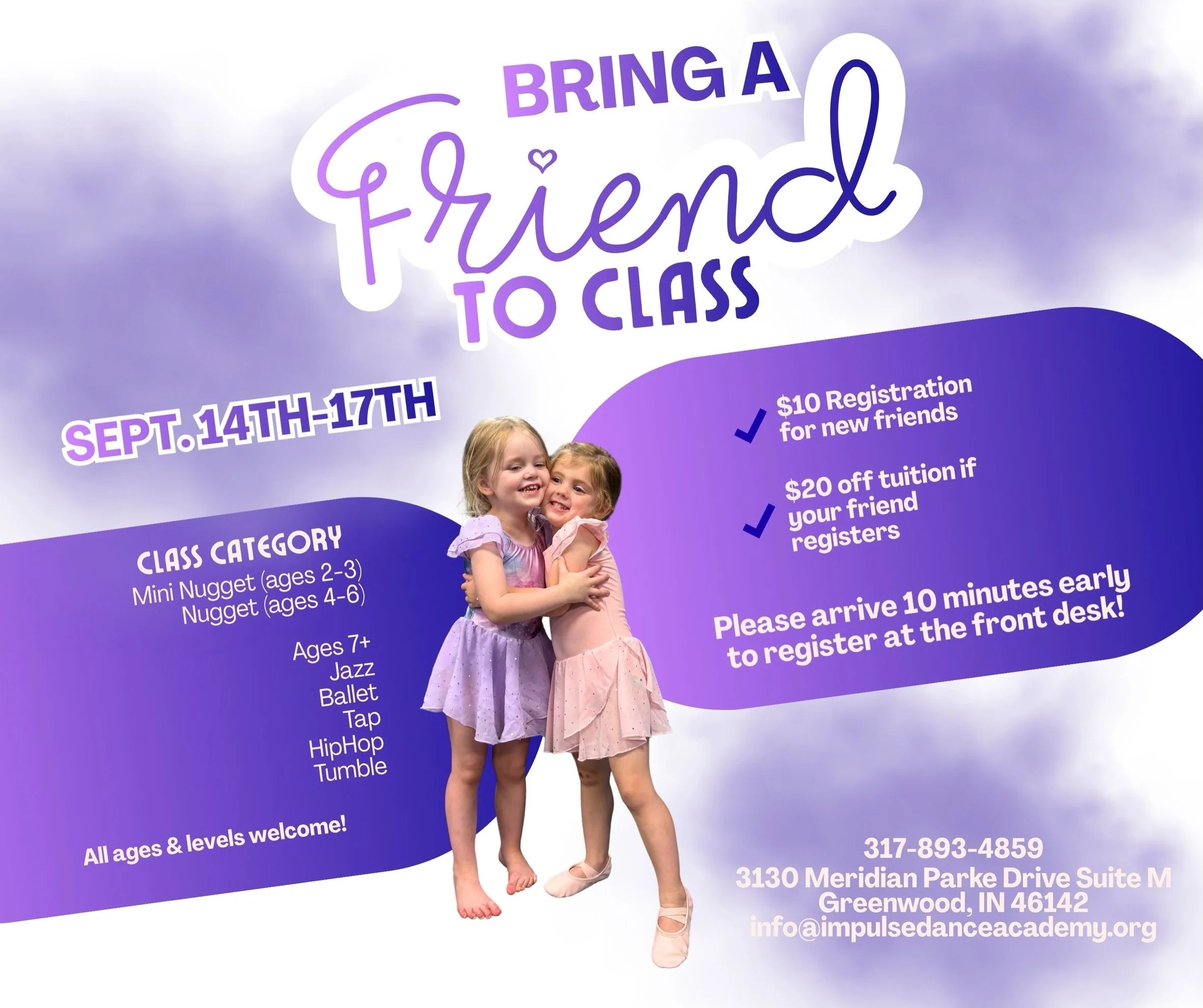Wish you could dance with your best friend? GOOD NEWS - you can! Calling all best friends who want to upgrade to dance besties! Next week is Bring a Friend to Class Week! 

✨Tag your future dance bestie!✨

💙$10 registration to all new dancers next w