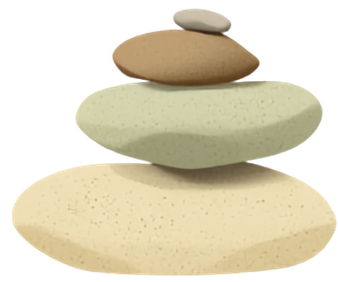 Stacked smooth stones of various sizes and colors