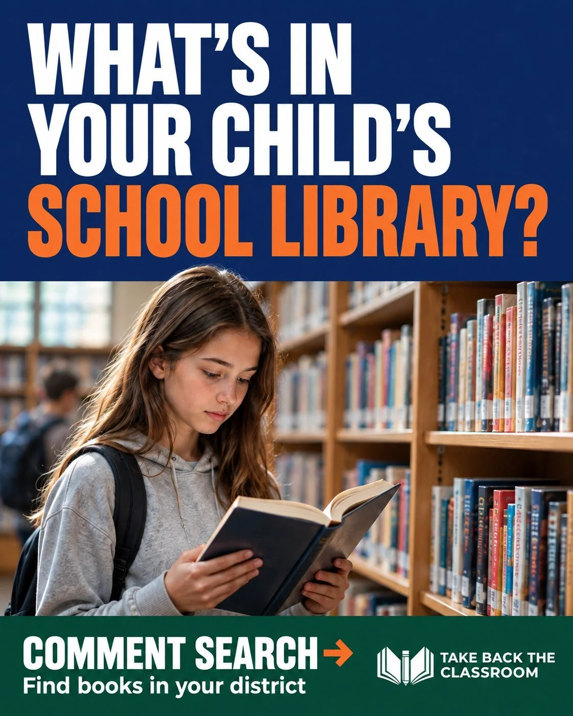 You know what your child watches. Do you know what&rsquo;s in their school library? 📚

Checking starts with knowing where to look. Take Back the Classroom&rsquo;s nationwide database helps parents identify books flagged for sexually explicit content