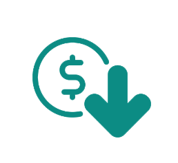 Icon of a dollar sign inside a circle with a downward arrow