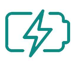 Battery icon with a lightning bolt indicating charging or power