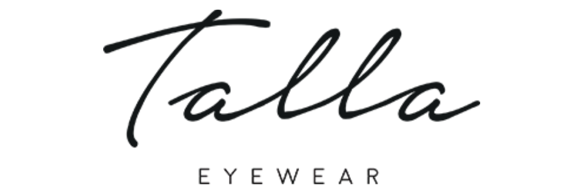 Logo for Talla Eyewear featuring the brand name in cursive font with 'EYEWEAR' written underneath.