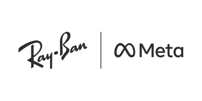 Ray-Ban logo next to Meta logo on a white background.