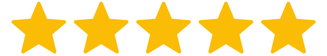 Six yellow five-pointed stars lined up in a row on a black background.