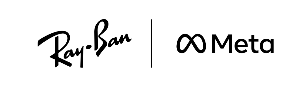 The image features the Ray-Ban logo and the Meta logo side by side.