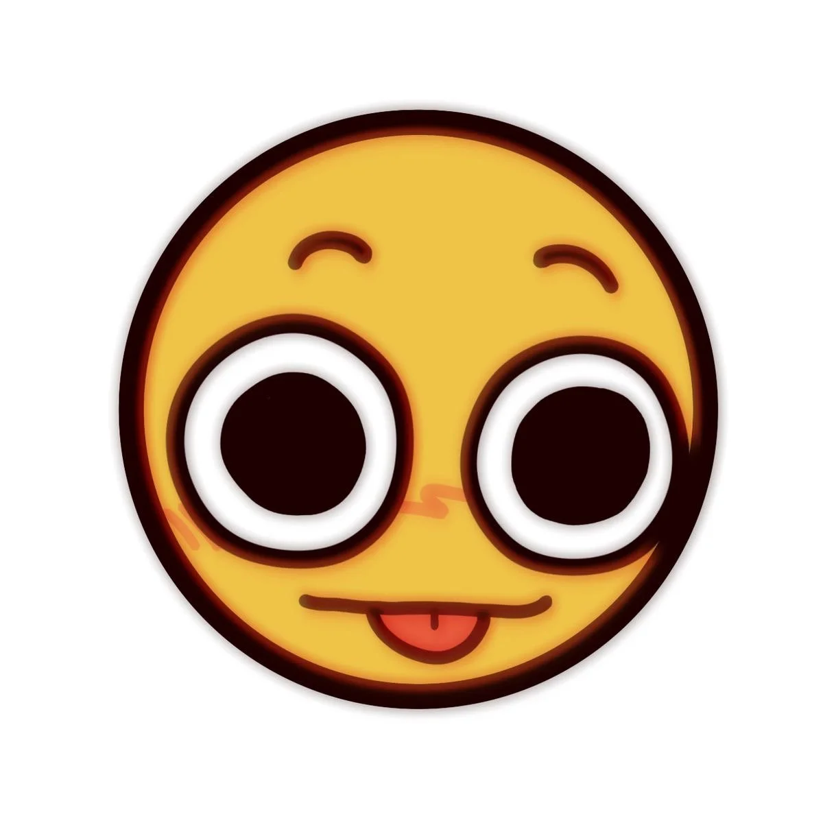 Emoji with large eyes, smiling face, and tongue sticking out.