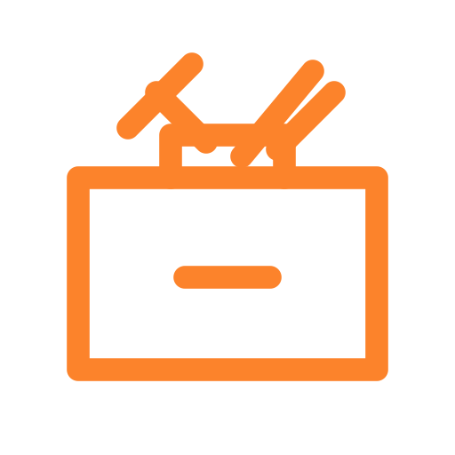 Orange icon of a toolbox with hardware tools sticking out.