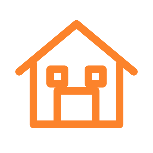 Orange house icon.