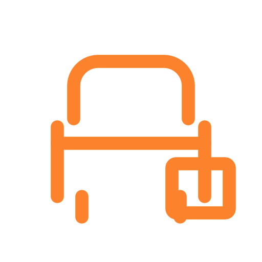 An orange icon depicting furniture assembly.