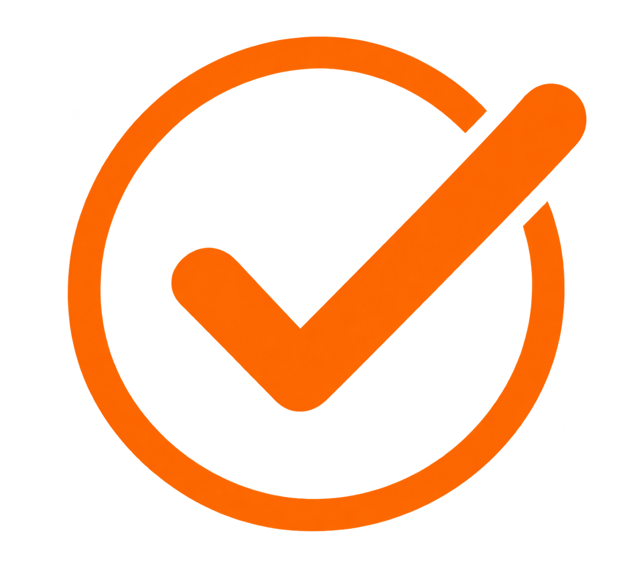 An orange checkmark inside an orange circle, symbolizing approval or confirmation.