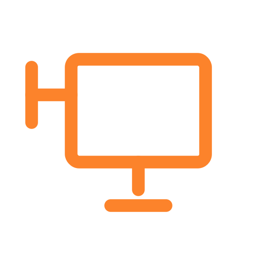 Orange icon of a tv.