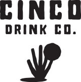 Black and white logo for a company named 'Cinco Drink Co.'