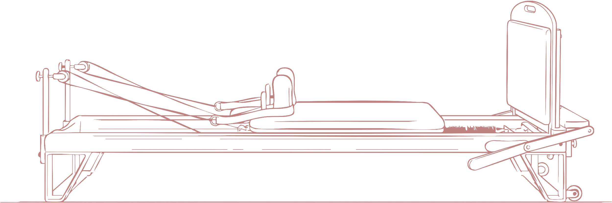 Merrithew Reformer with Jumpboard Outline Drawing