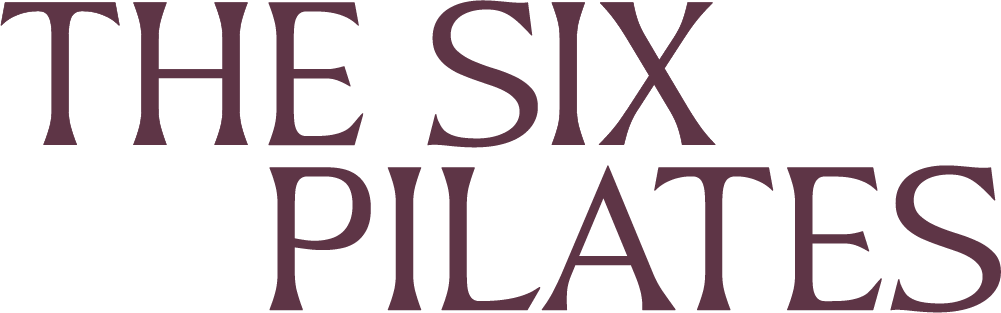 Text reading "The Six Pilates" in dark purple