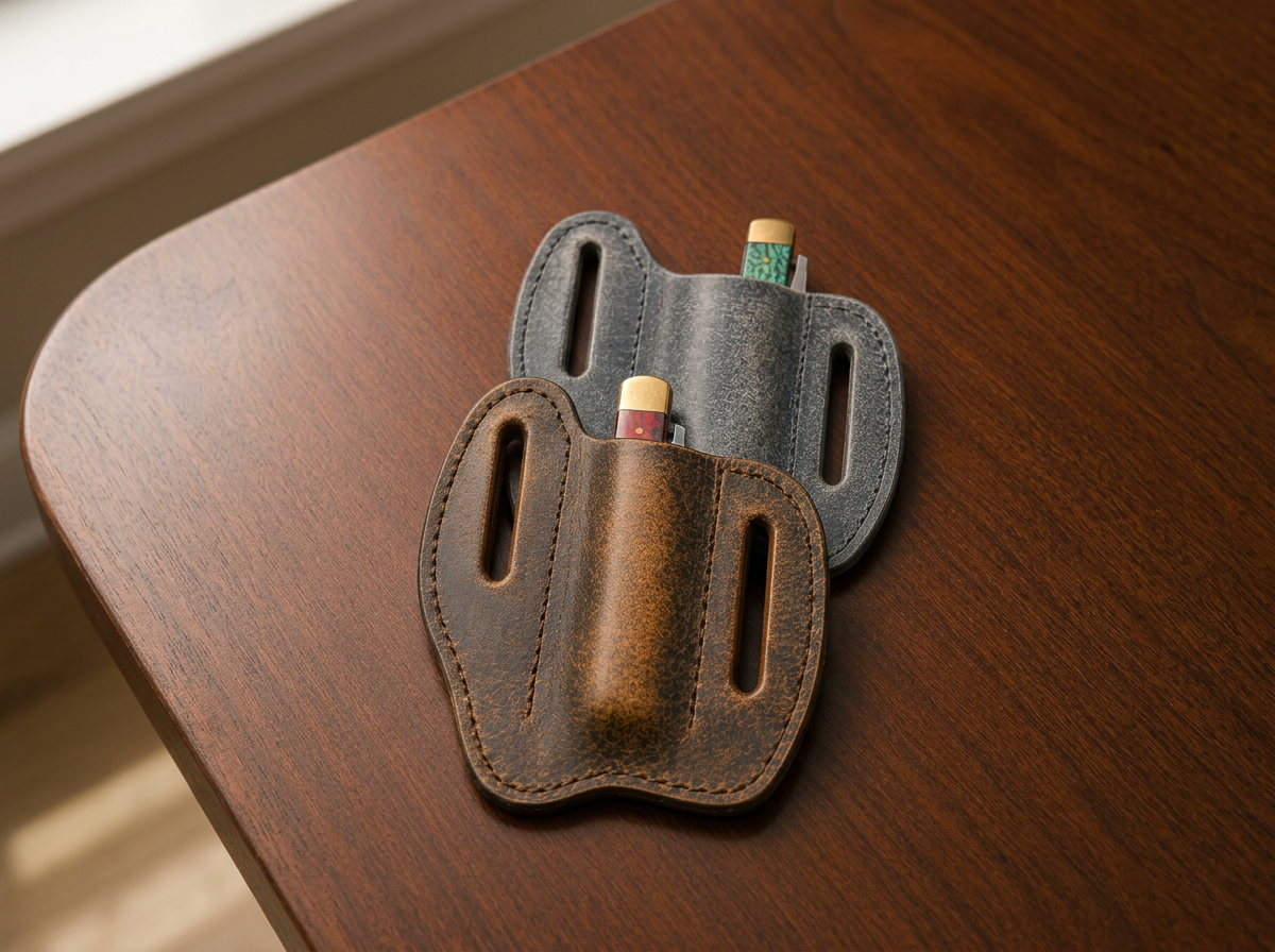Crazy Horse Leather Pancake Knife Sheath