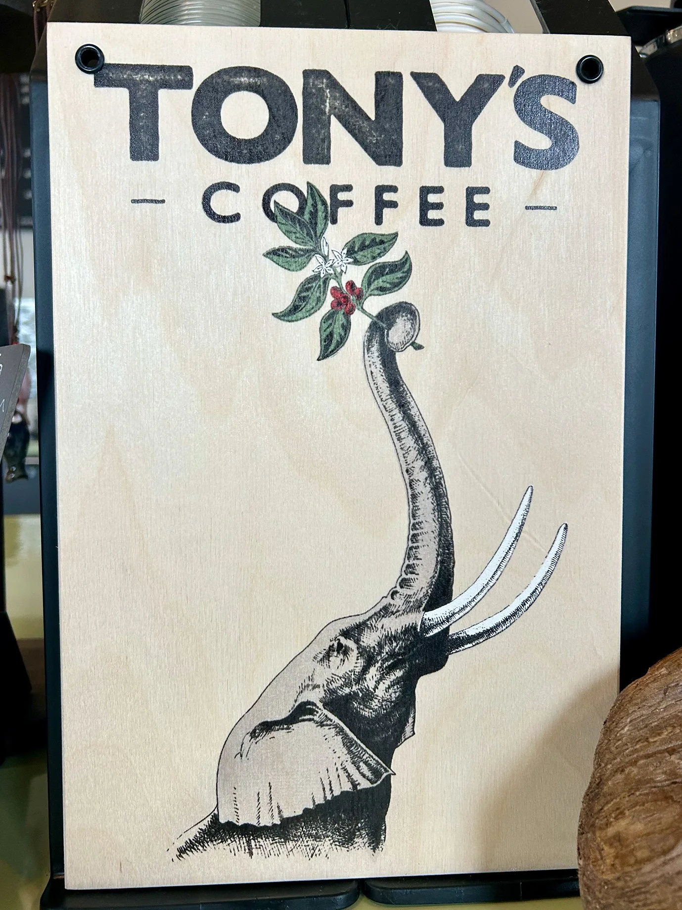 Serving Tony's coffee. All Tony's coffees are roasted in their green-powered, carbon neutral roastery. 