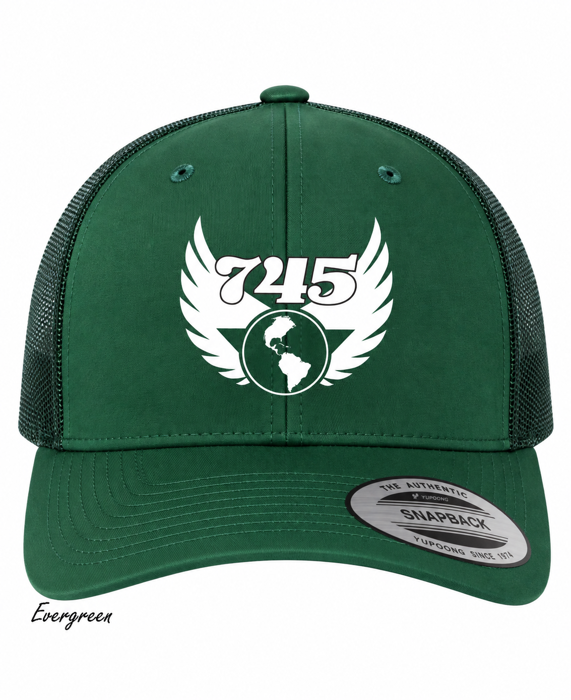Evergreen 745 Winged Globe Trucker Cap.png