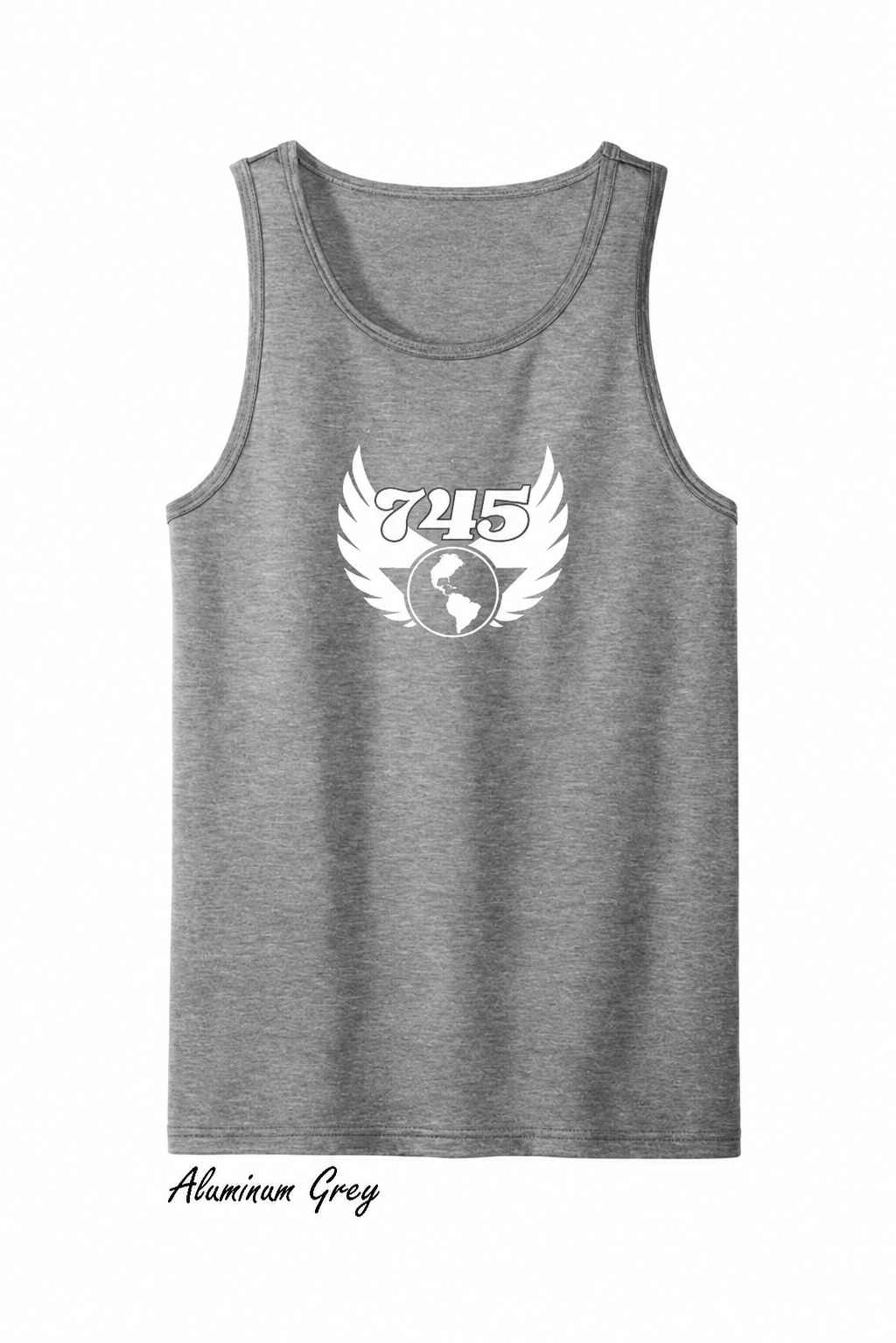 Aluminum Grey Winged Globe Tank Top.png