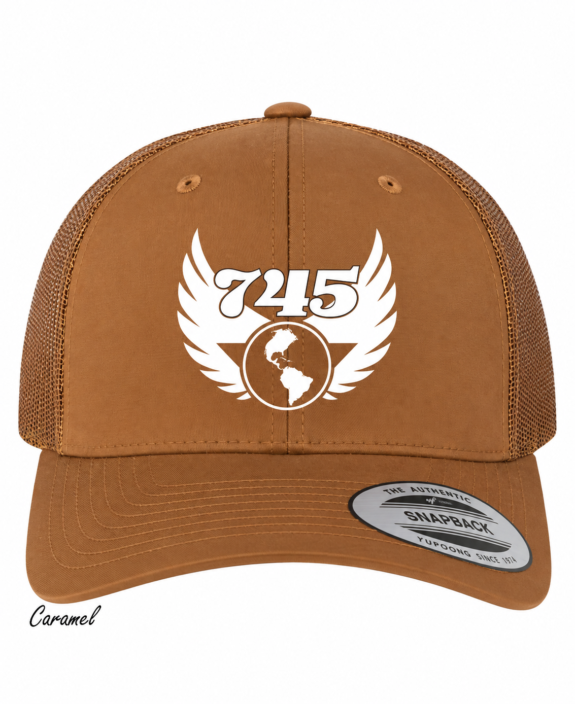Caramel 745 Winged Globe Snapback.png