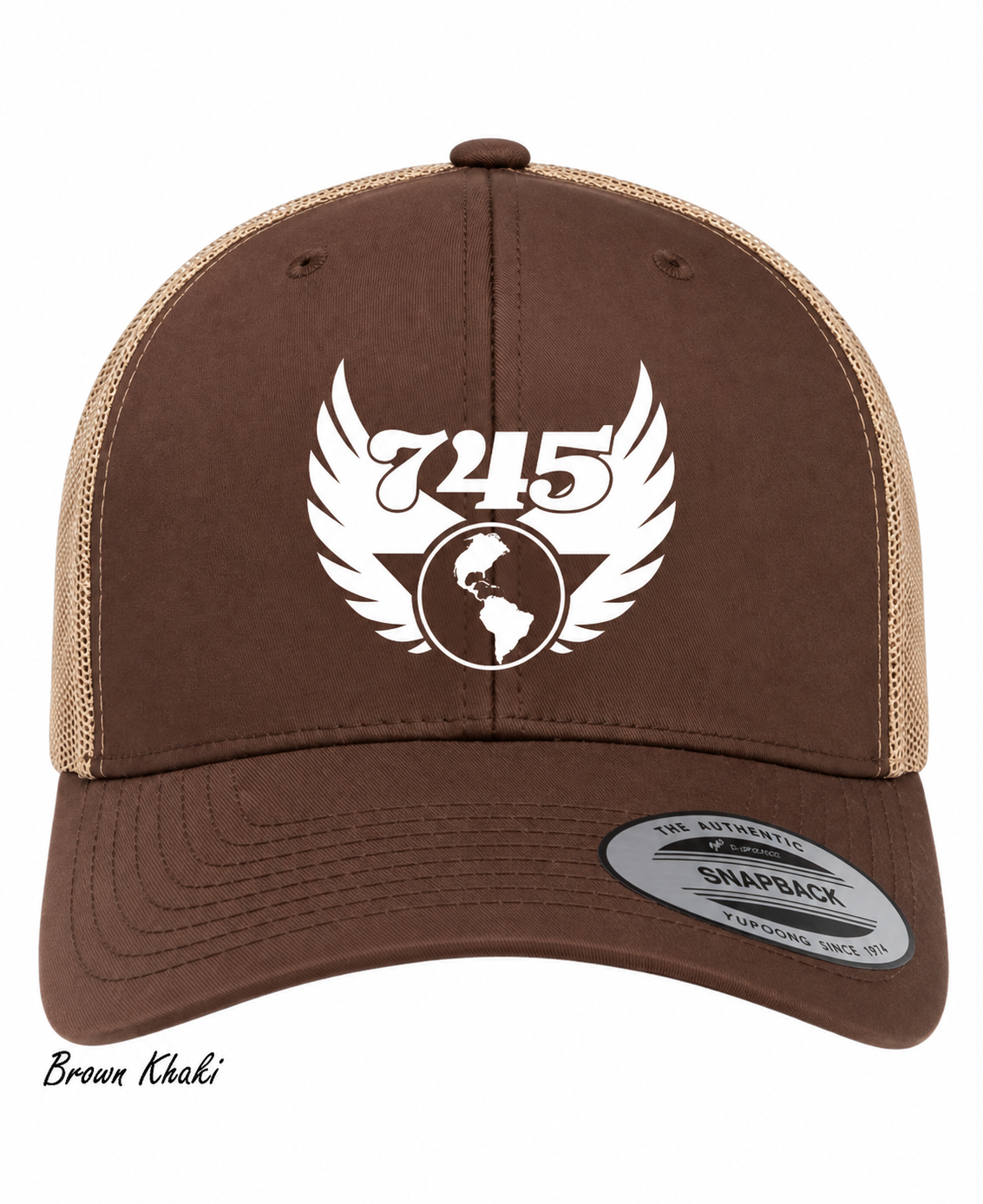 Crisp White 745 Logo Khaki Trucker Cap.png