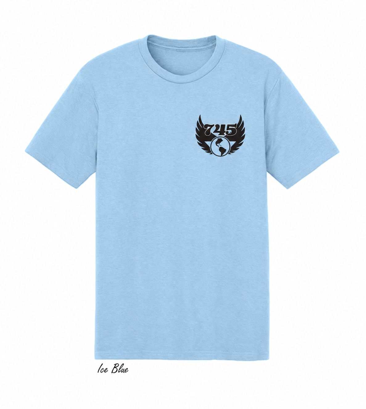 Ice Blue Winged Globe T-Shirt.png
