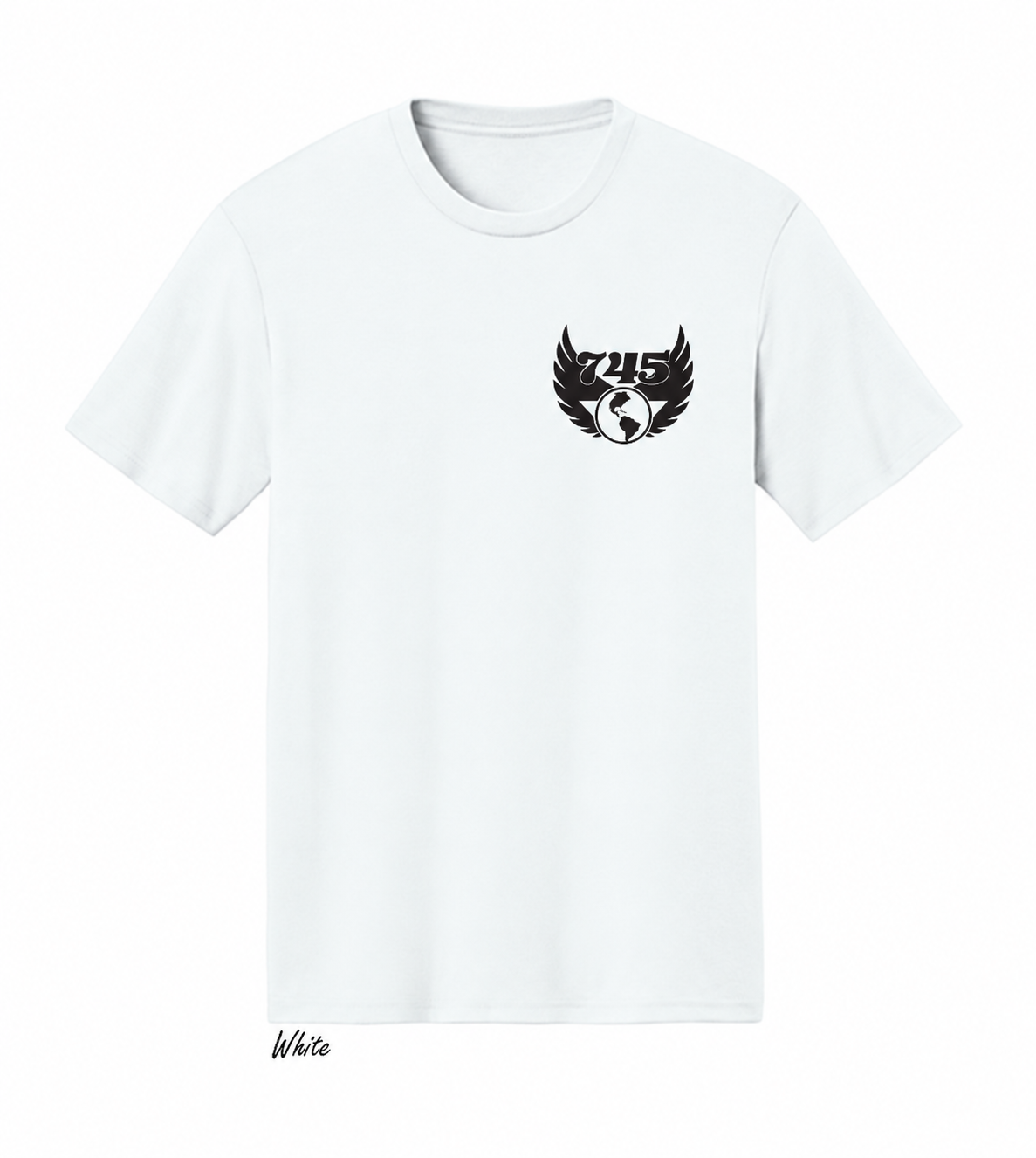 White Tee with Winged Globe 745 Logo.png