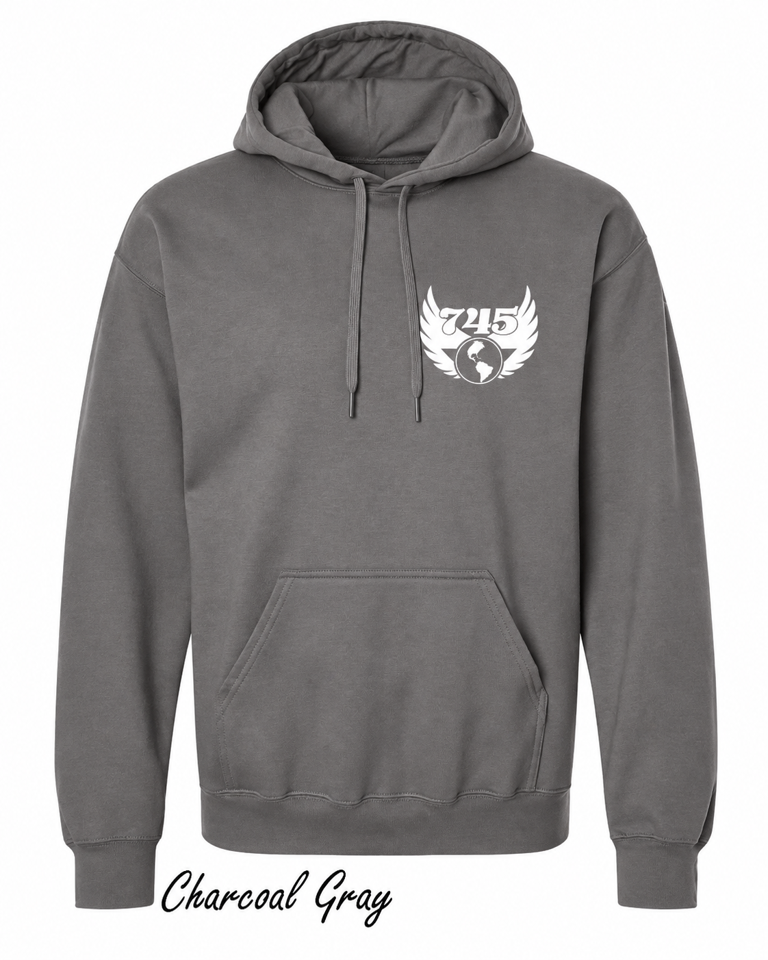 Charcoal Gray Hoodie with Winged 745 Logo.png