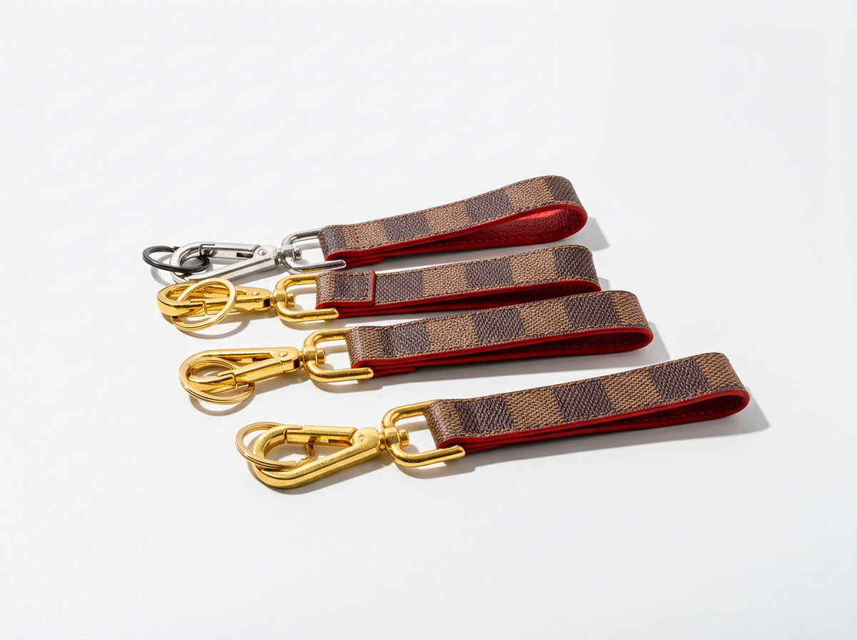 Brown Checkered Keychain