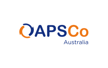 APSCo Australia logo with stylized blue and orange design and text