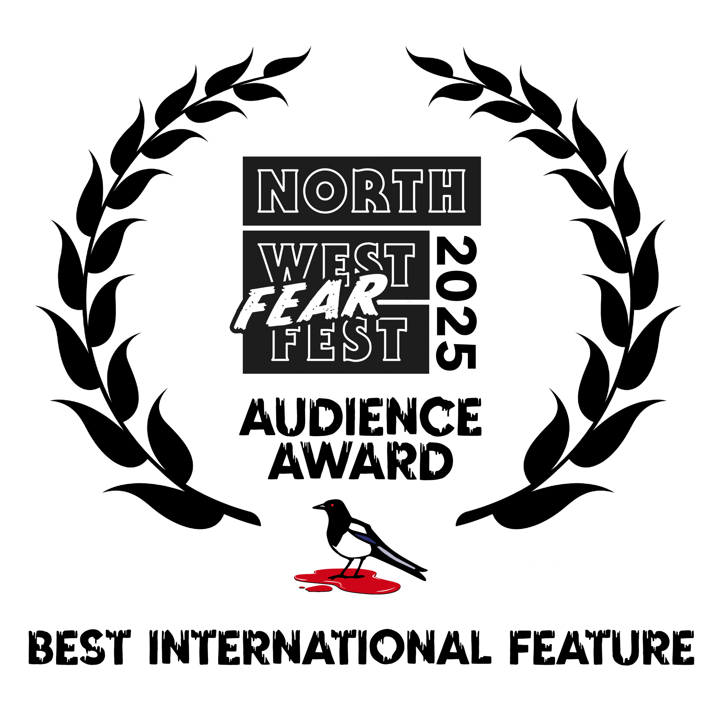 A poster for North West Fear Fest featuring a cartoon figure of a killer whale with blood beneath it and a large sign above that says 'North West Fear Fest'.