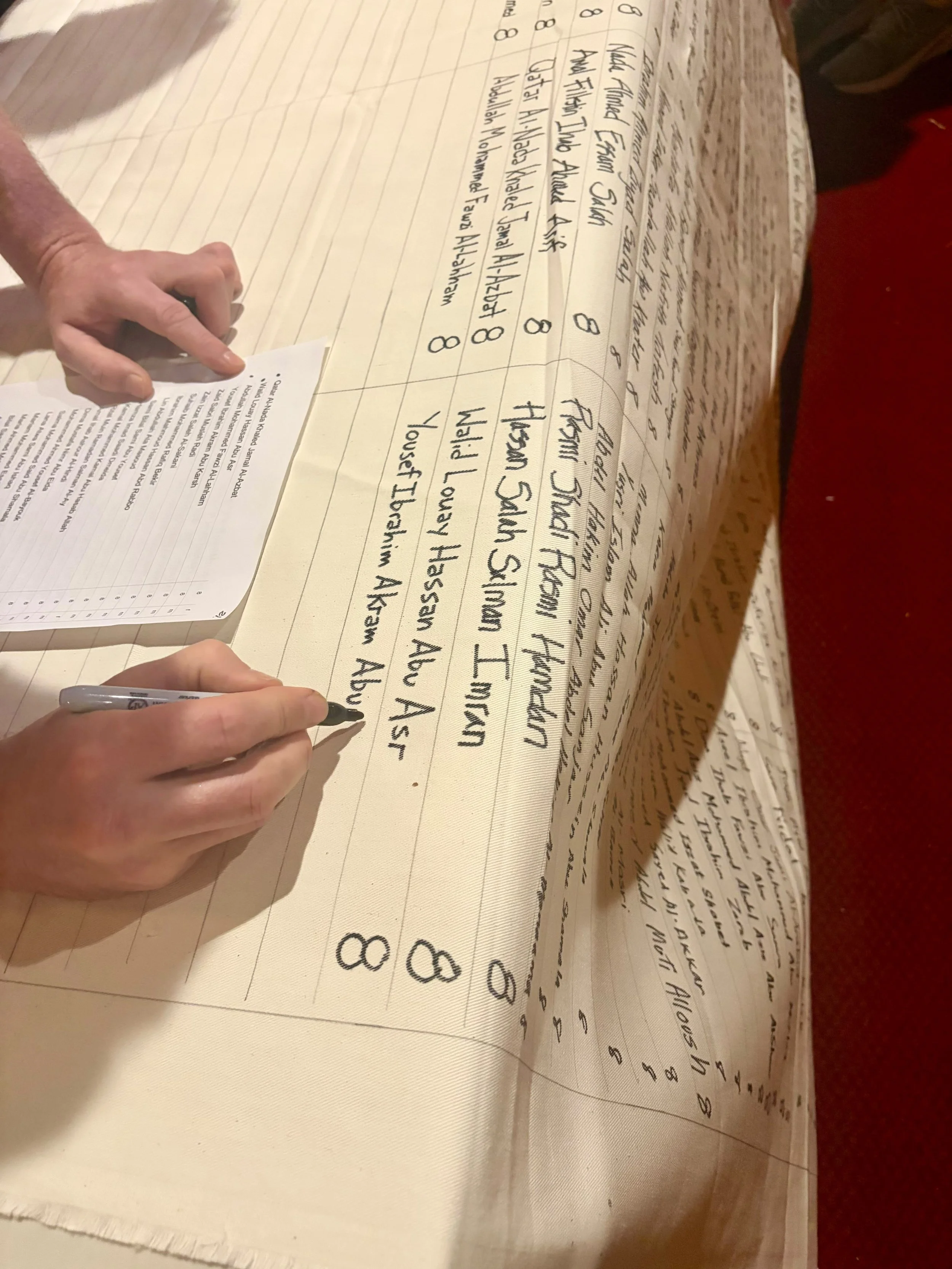 Gaza Children's Shroud - writing names