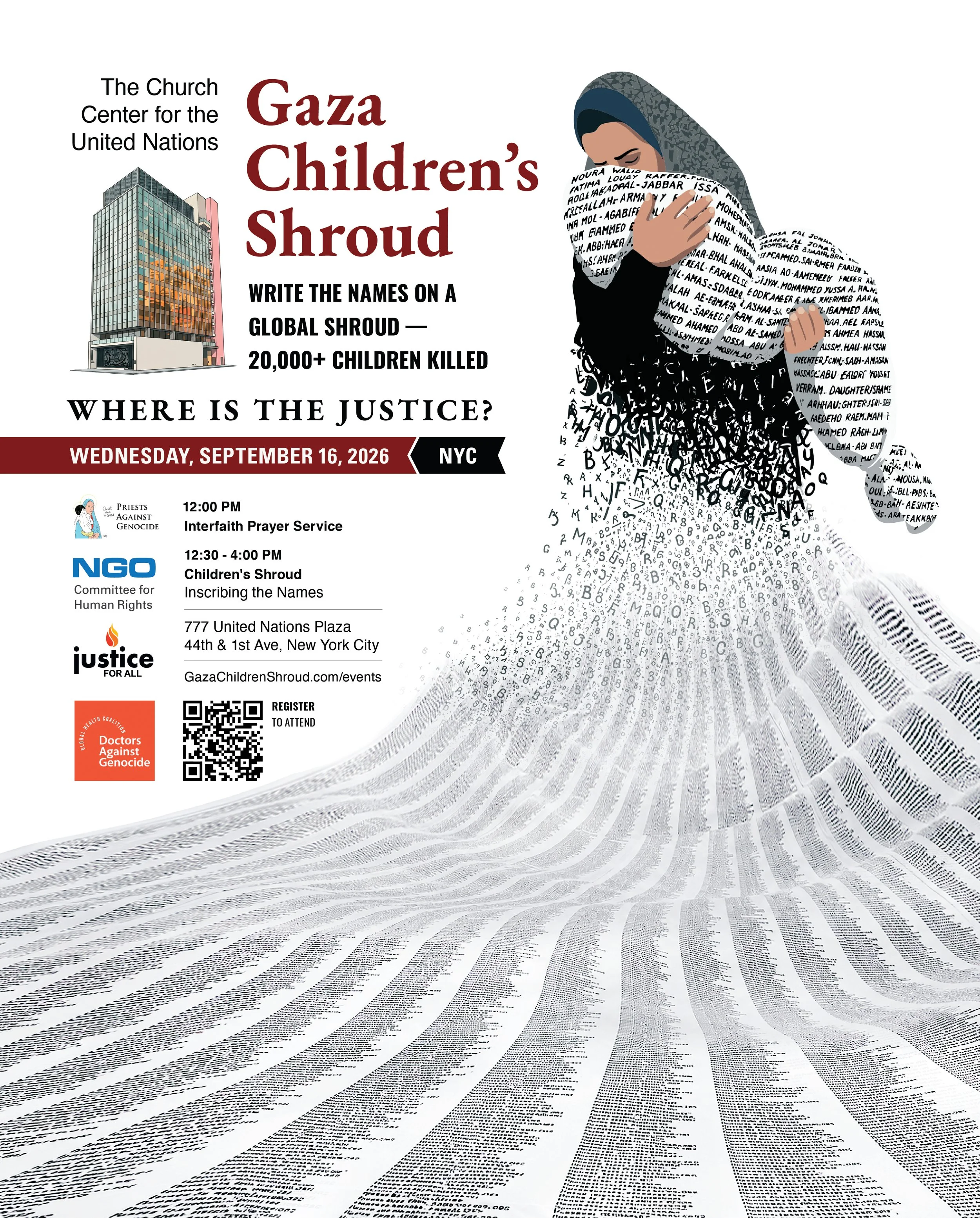 Gaza Childrens Shrouds Writing Names Event NYC