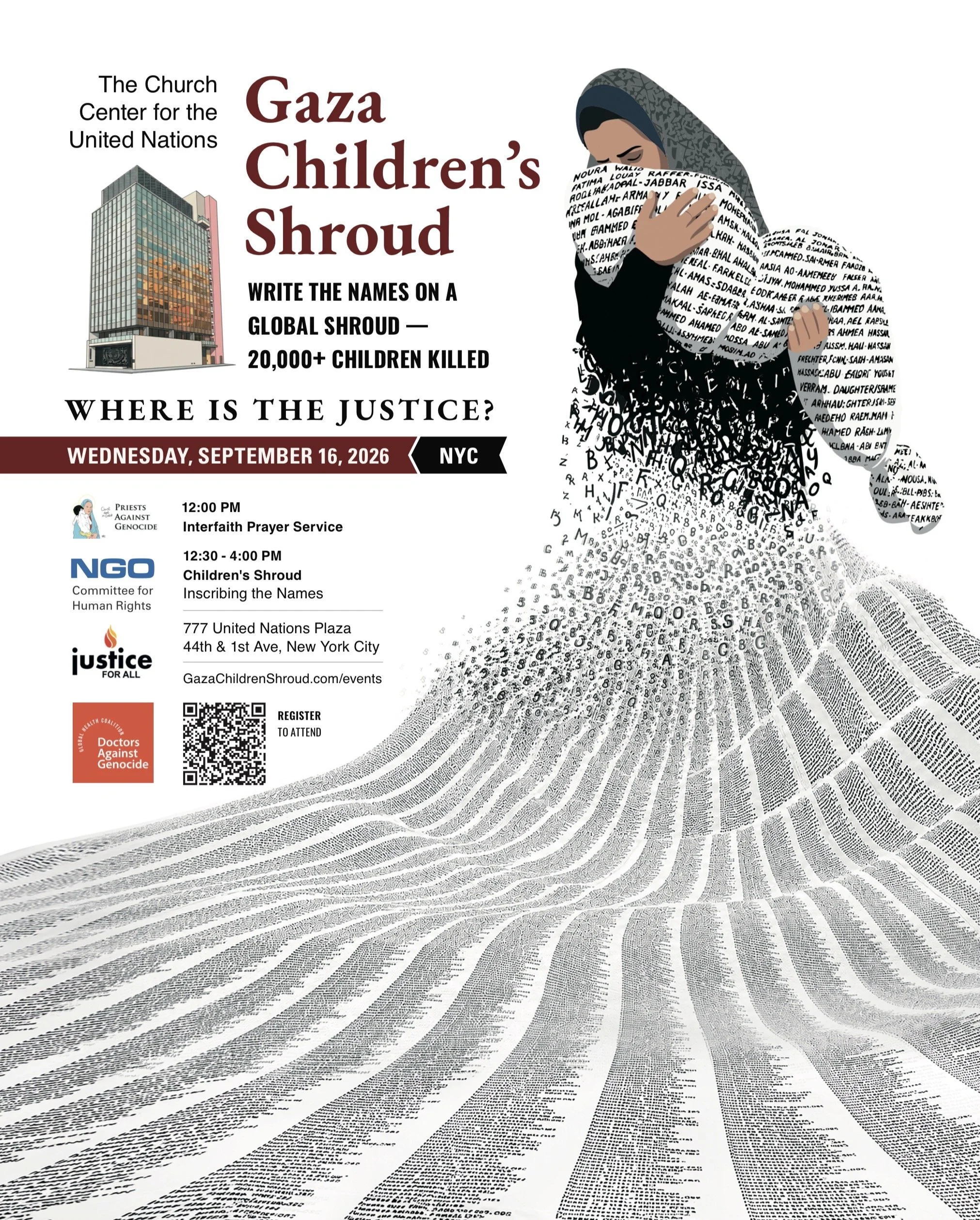 Gaza Childrens Shrouds Writing Names Event NYC