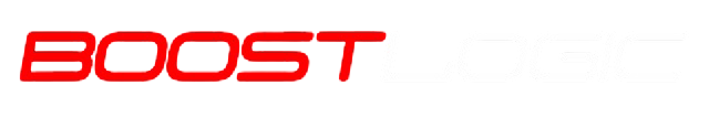 Boost Logic logo in red and white text on black background.