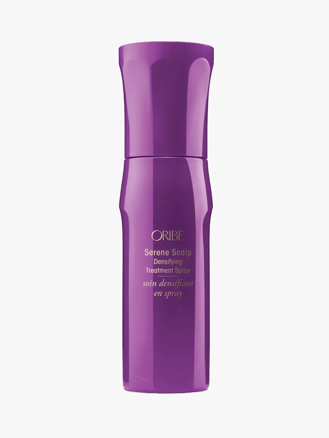 Purple bottle of Oribe Serene Scalp Densifying Treatment Spray