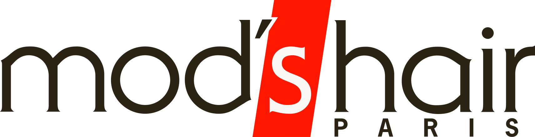 Logo of Modshop Paris with a black background, featuring the text "mod" on the left, a red vertical slash in the middle with a white "S," and the word "PARIS" underneath.