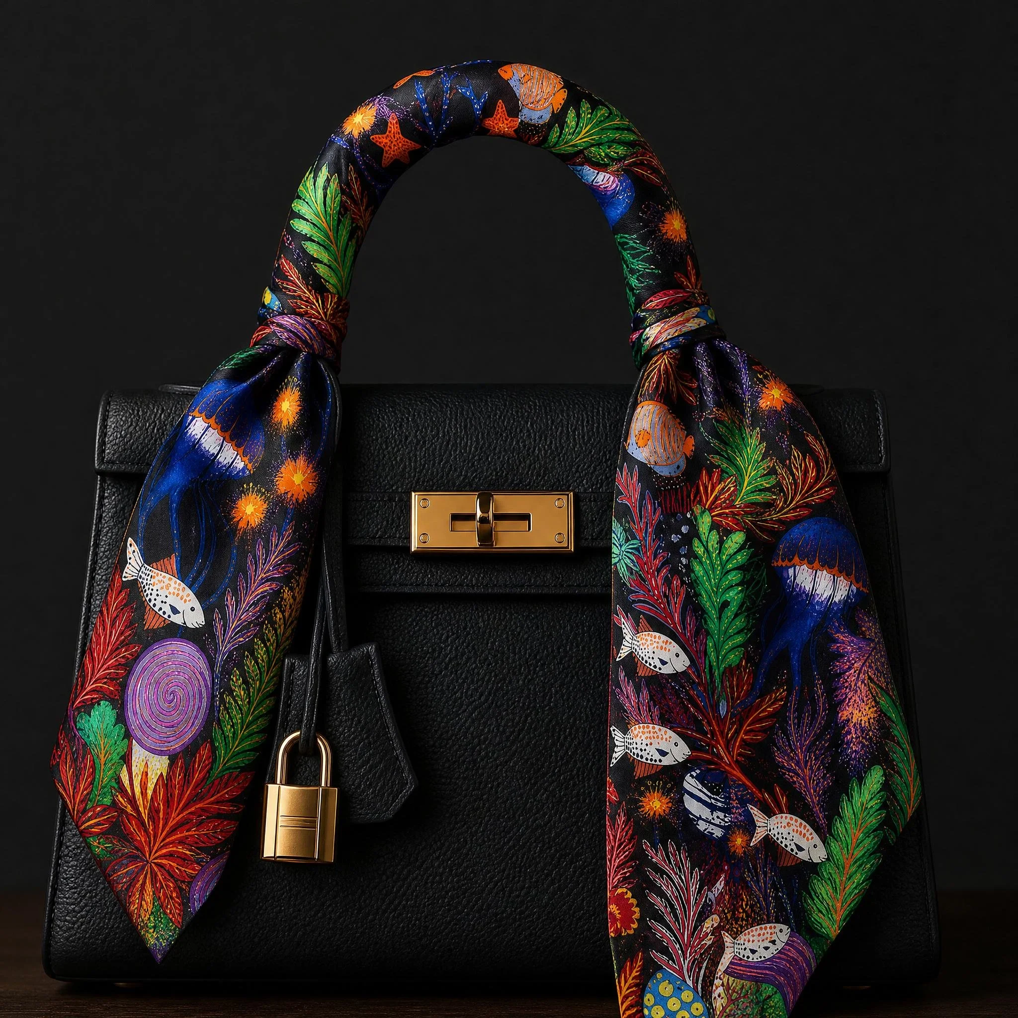 nightjar_image_pattern_silk_fabric_used_as_a_purse_scarf_wrapped_around_a_purse_bag_handle.-7.jpeg