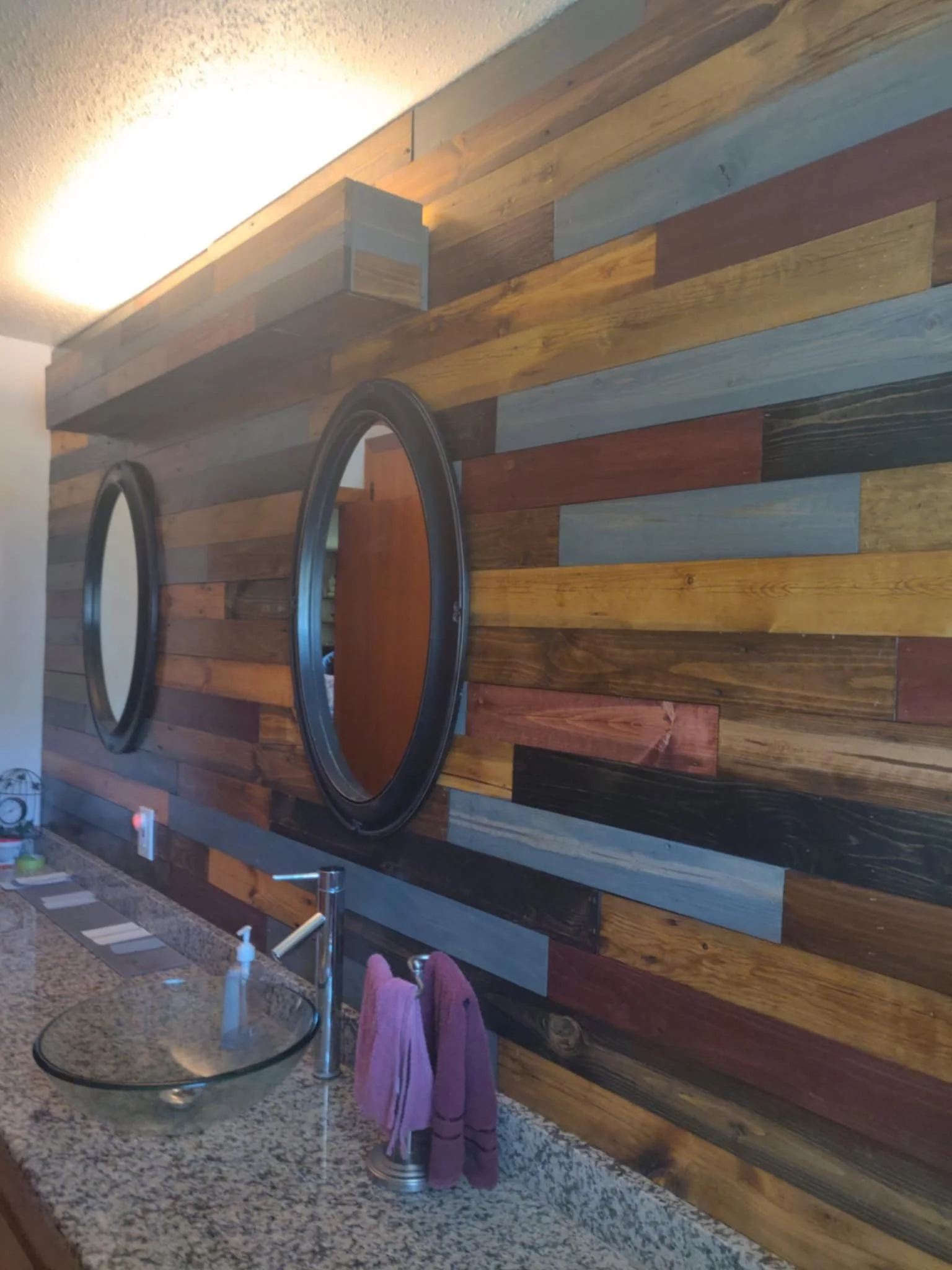 Building a light-diffusing box and hanging new mirrors