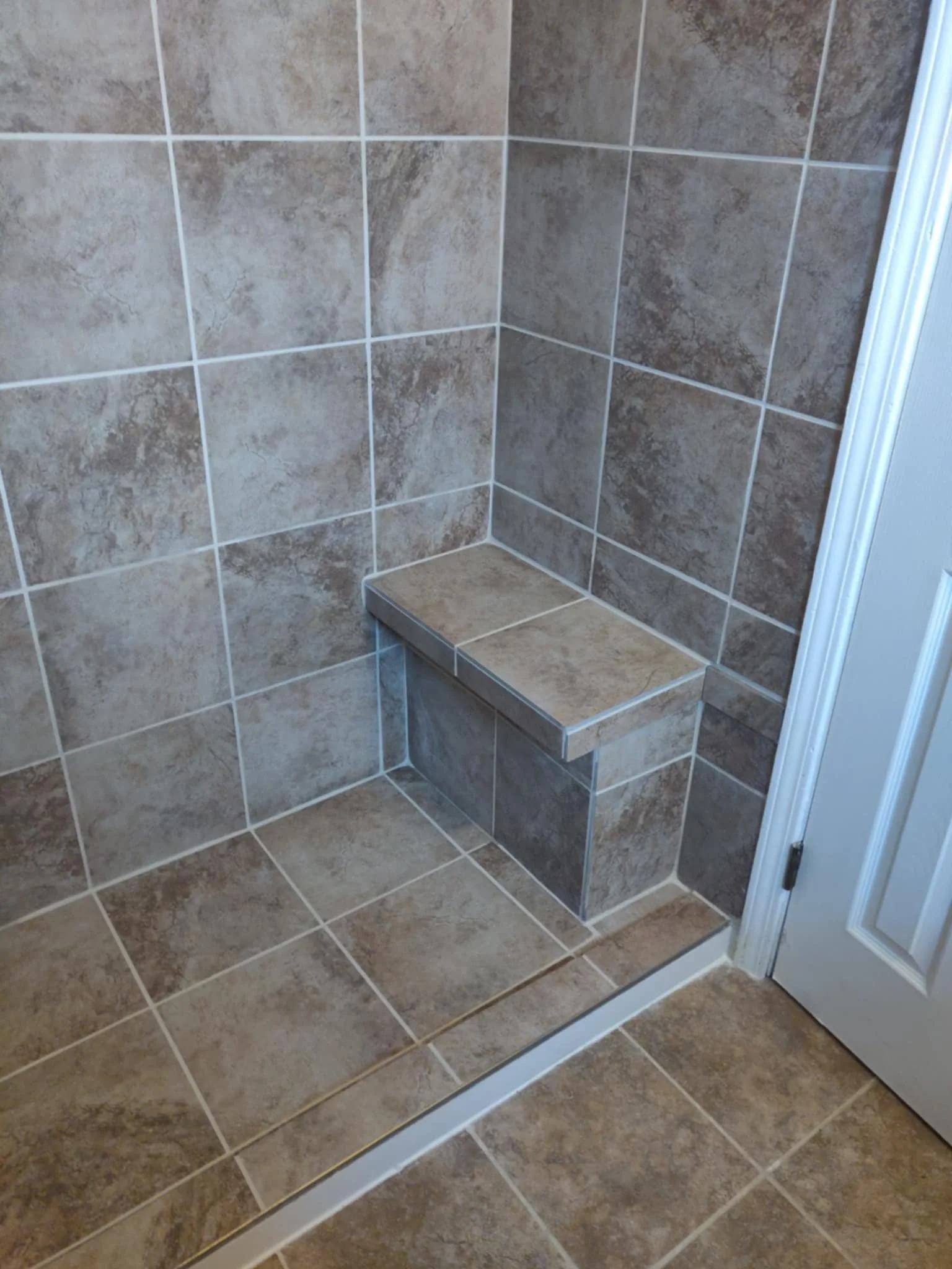 Complete shower retile with built in bench add-in