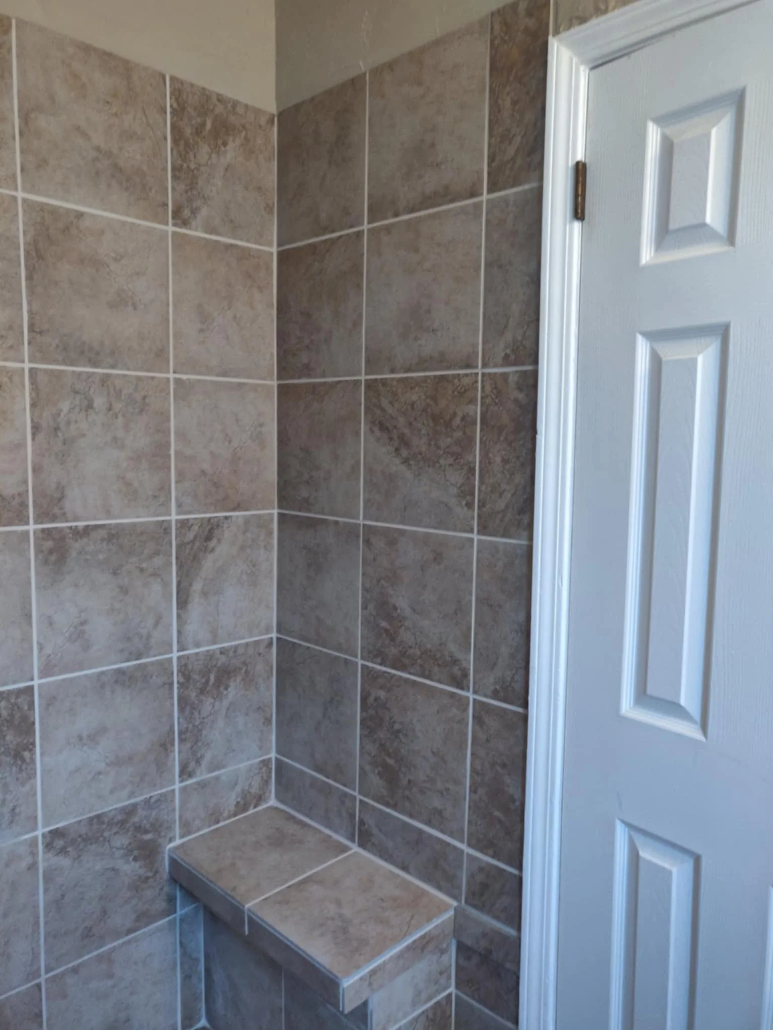 Complete shower retile with built in bench add-in