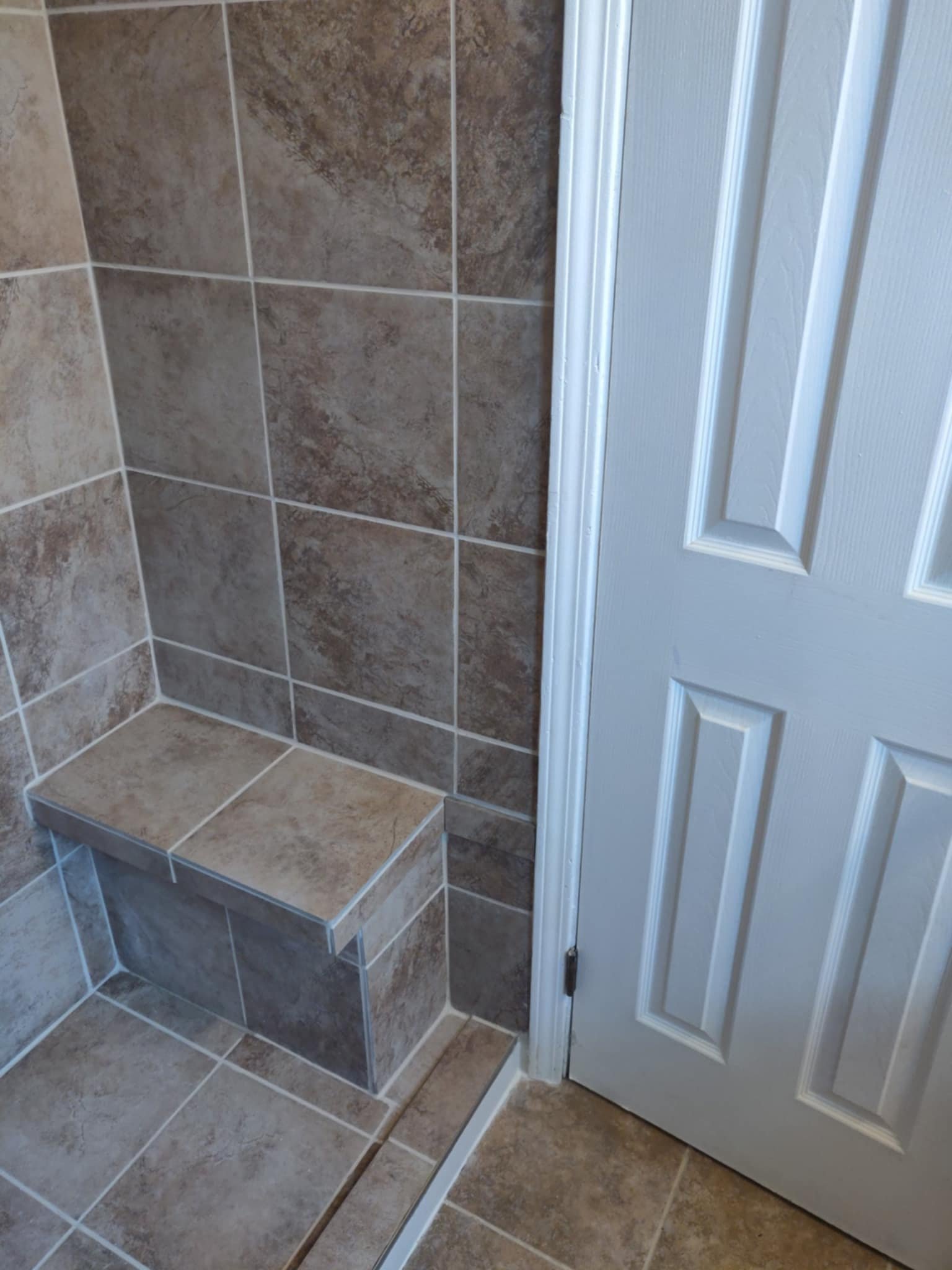 Complete shower retile with built in bench add-in