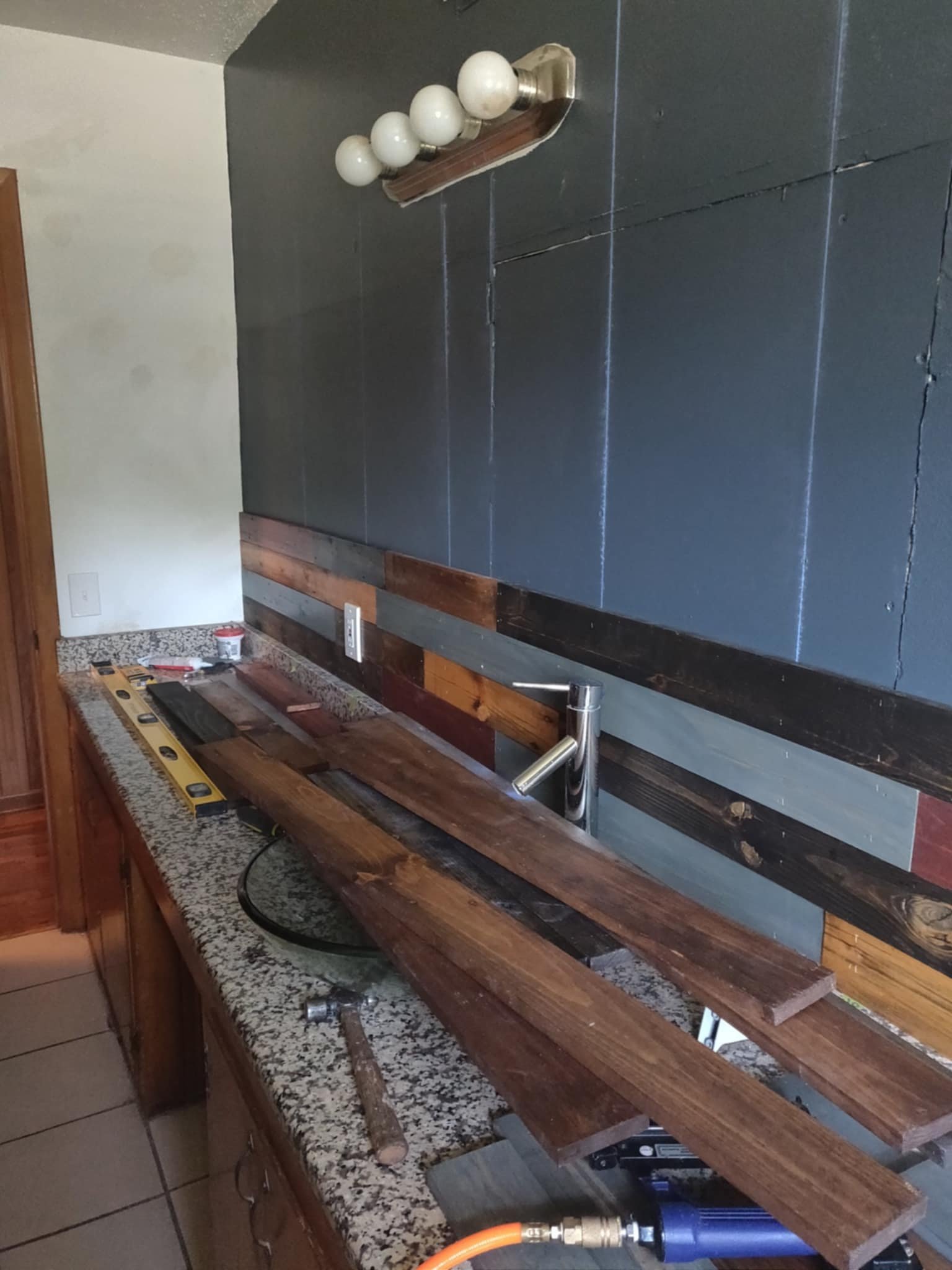 Constructing the redone decorative wall