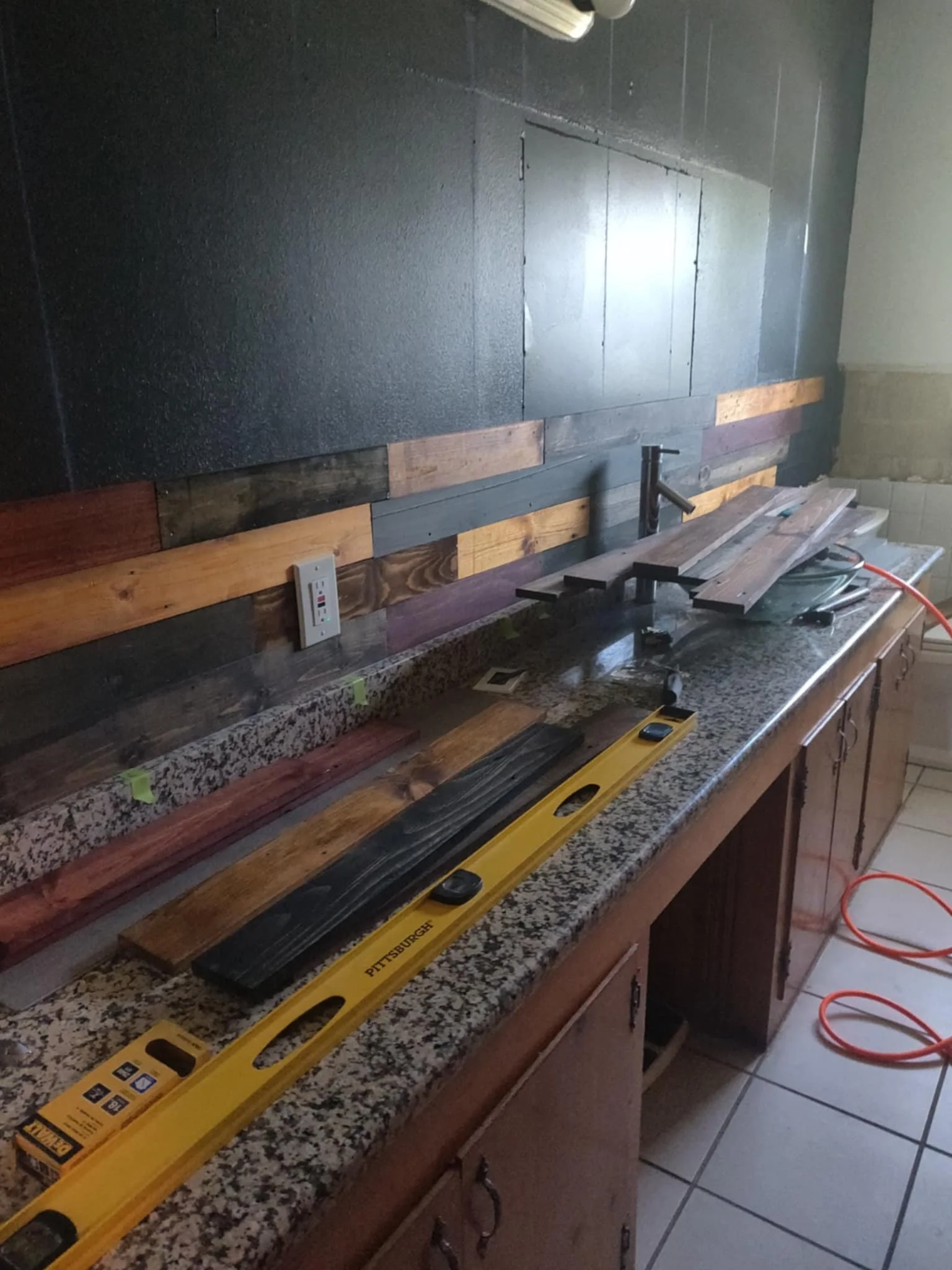 Constructing the redone decorative wall