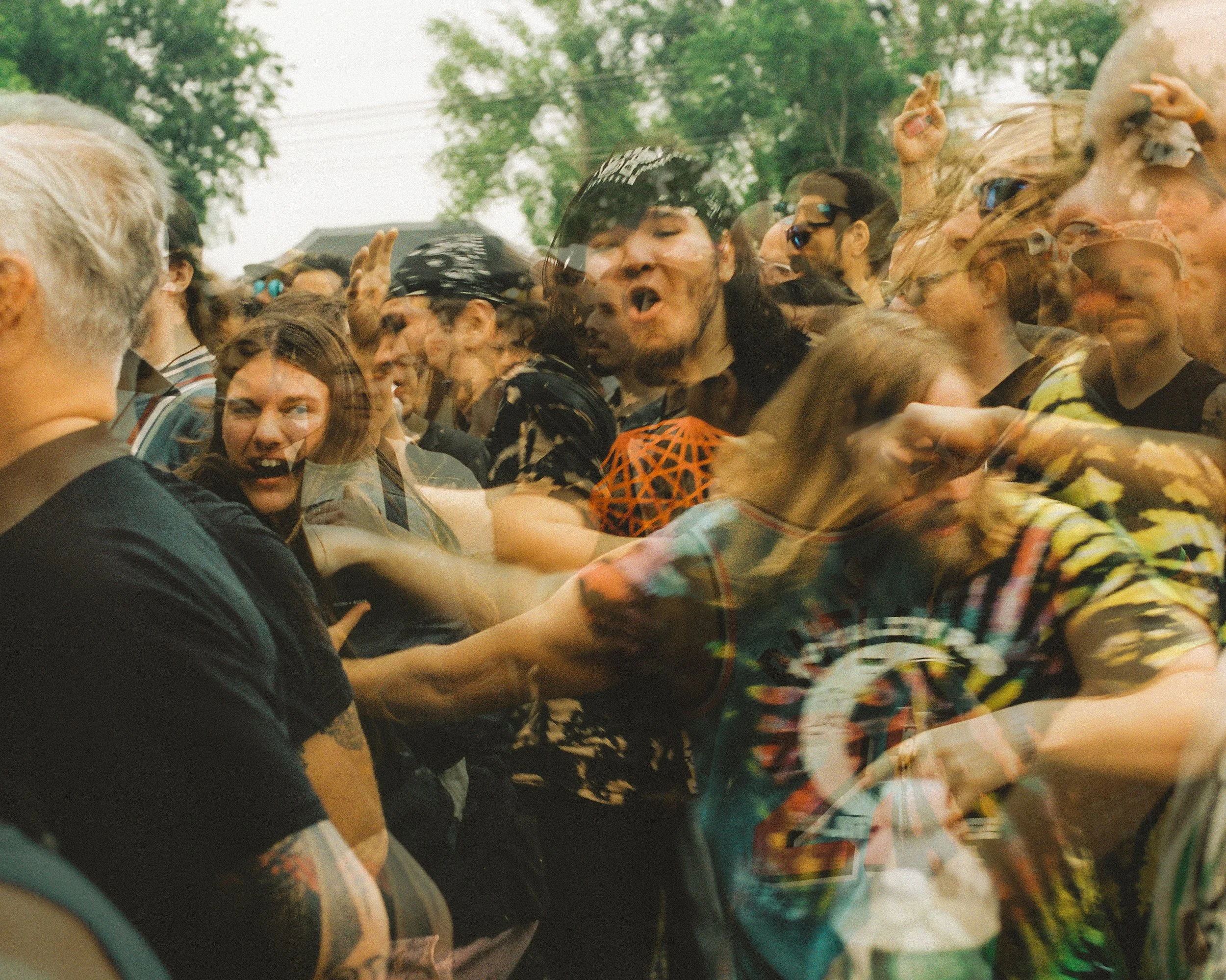 double exposure photograph of live music crowd at austin psych fest