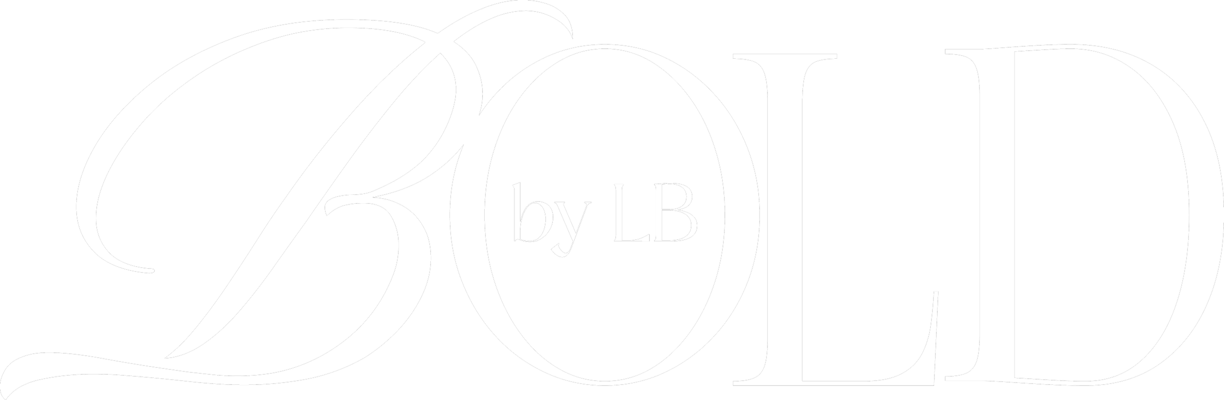 Black background with white ornate text reading 'BOLD by LB'.