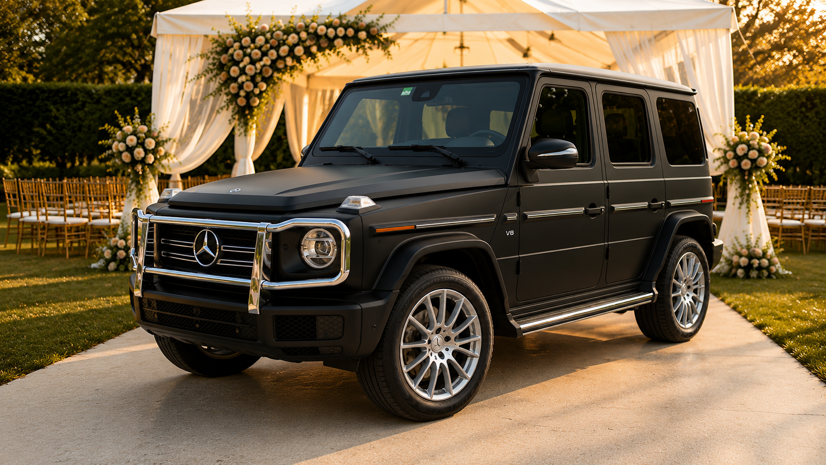 Mercedes-Benz G550 luxury wedding transportation for a Grand Exit in Northwest Arkansas