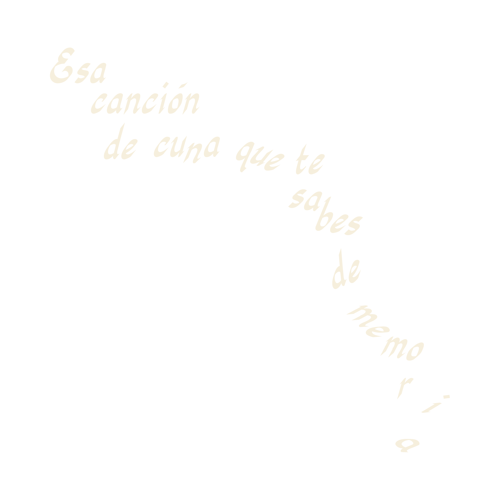Texto en estilo de escritura cursiva que dice 'Esa canción de que te sabes de memoria' sobre fondo negro.